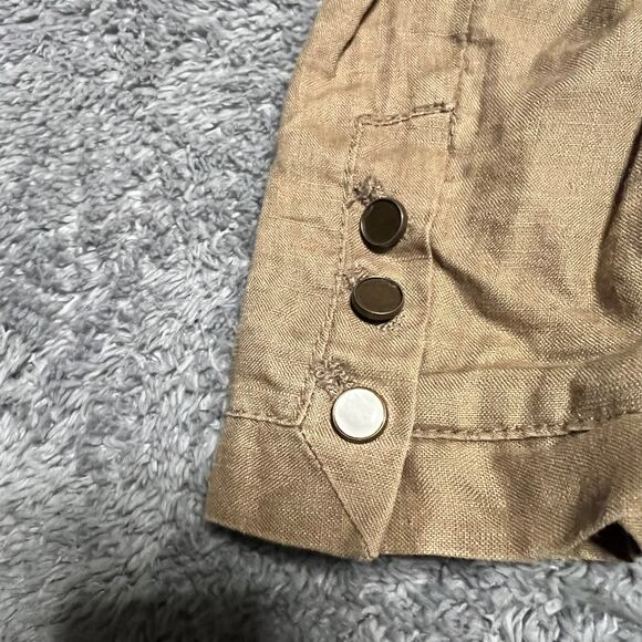 Anthropologie Hei Hei Bomber Jacket Womens 6 Small Linen Pleated Zip Military - Picture 4 of 9